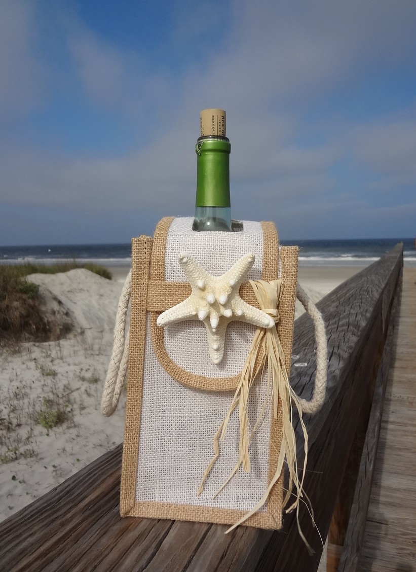 Beach Party - Canvas Wine Tote